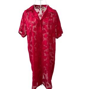 Y2K VINTAGE Sheer Heart Motif Night Shirt Size Medium California Dynasty